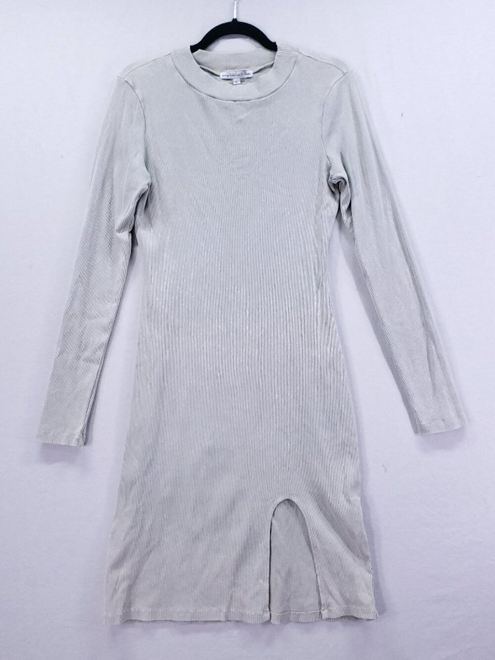 Young Fabulous & Broke Dax Midi Dress Size Large Ribbed Knit Boho Gray Bodycon
